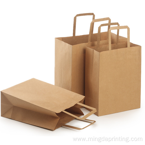 Customized printing flat handle kraft paper bag